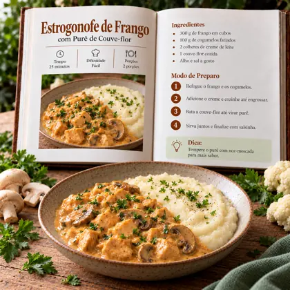 Página do e-book: Estrogonofe de frango