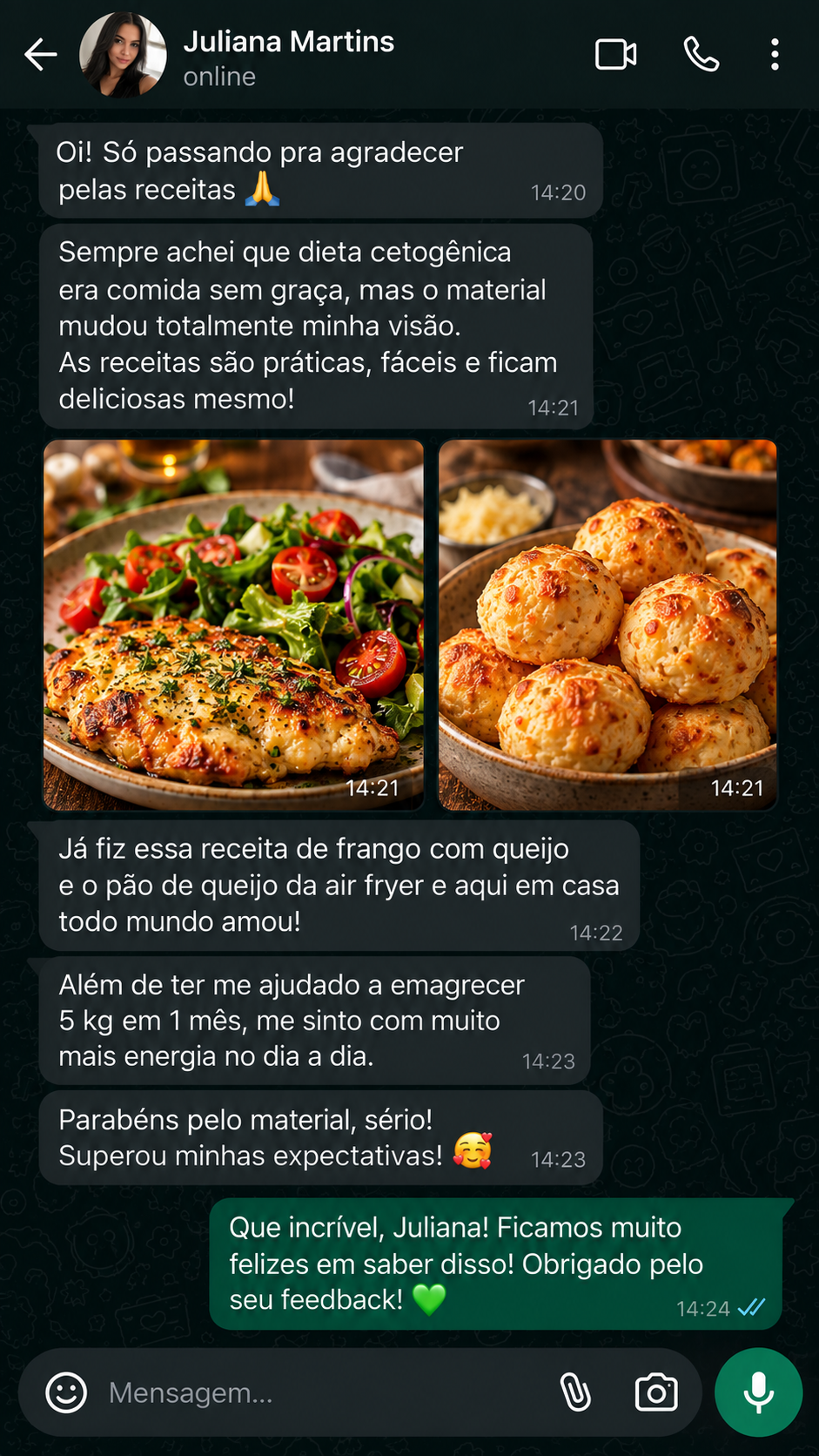 Depoimento 1 sobre as receitas e a rotina alimentar