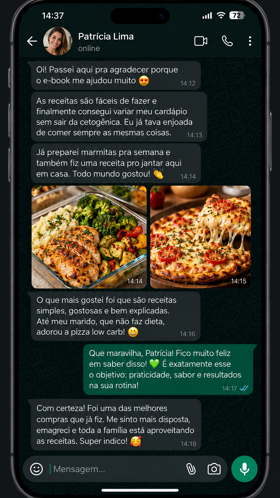 Depoimento 3 sobre as receitas e a rotina alimentar